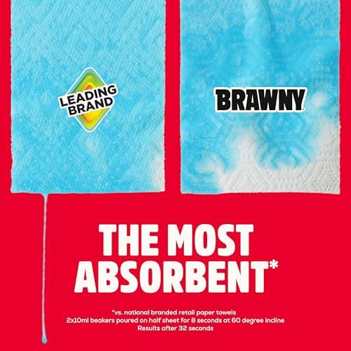 Brawny Tear-A-Square 3-Ply Paper Towels, 6 Double Rolls = 12 Regular Rolls, Strong, Absorbent, and Durable with 3 Sheet Sizes (Quarter, Half, Full) — view 4