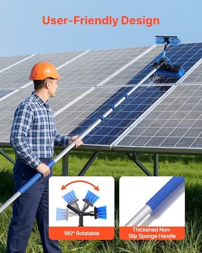 VEVOR Solar Panel Cleaning Kit, 20 ft, Water Fed Pole Kit with Cleaning Brush, Soap Dispenser, Extendable Aluminum Telescopic Pole, 180° Rotatable Brush Head, for Roof Mounted Solar Panels, Windows — view 5