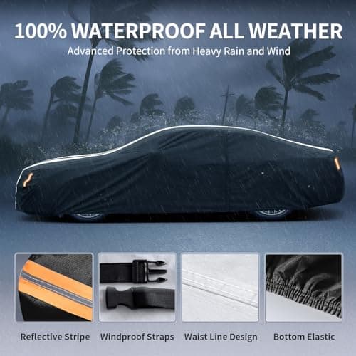 Multi-Layer Car Cover Custom Fit for MG MGB (1962-1981), 100% Waterproof All Weather for Automobiles, Gift with Towel, Heavy Duty Car Covers for Rain Sun UV Protection with Door Zipper. — view 2