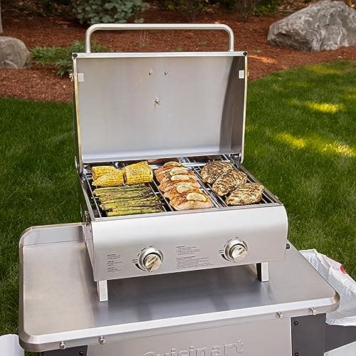 Cuisinart Chef's Style Tabletop Portable Propane Grill, 20,000 BTU Stainless Steel 2-Burner Outdoor Gas Grill for Camping, Tailgates, BBQ, Hassle-Free Setup, Twist-Start Ignition, CGG-306 — view 11