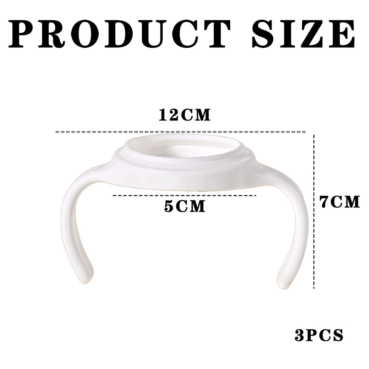 3 Pack Baby Bottle Handles for Newborn Infants, BPA-Free Non-Slip Ergonomic Grip Easy to Install Replacement Handle for Baby Bottles, White (Set of 3) — view 2