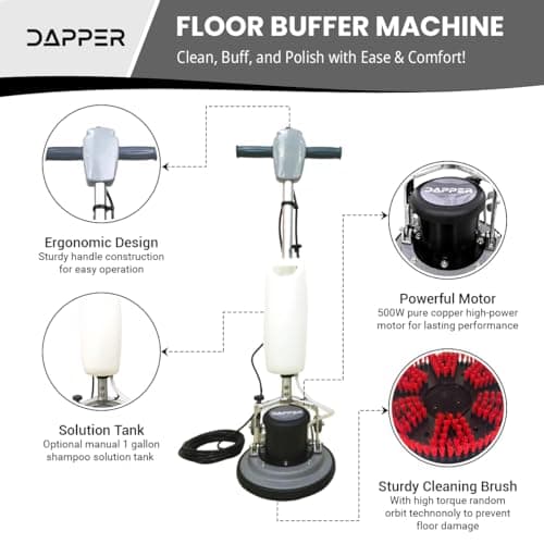 13" Heavy-duty Multi-Functional Floor Buffer Polisher Machine - Clean, Buff, Scrubb and Polish with Ease! Ideal for Carpets Too! Includes Optional Solution Tank, 2 Brushes and 3 Scouring Pads — view 2
