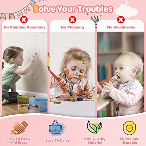 Kikidex Magnetic Drawing Board, Toddler Girl Toys for 1-3 Year Old, Doodle Board Pad Learning and Educational Toys for 1 2 3 Year Old Baby Kids Birthday Gift (Soft Pink) — view 2