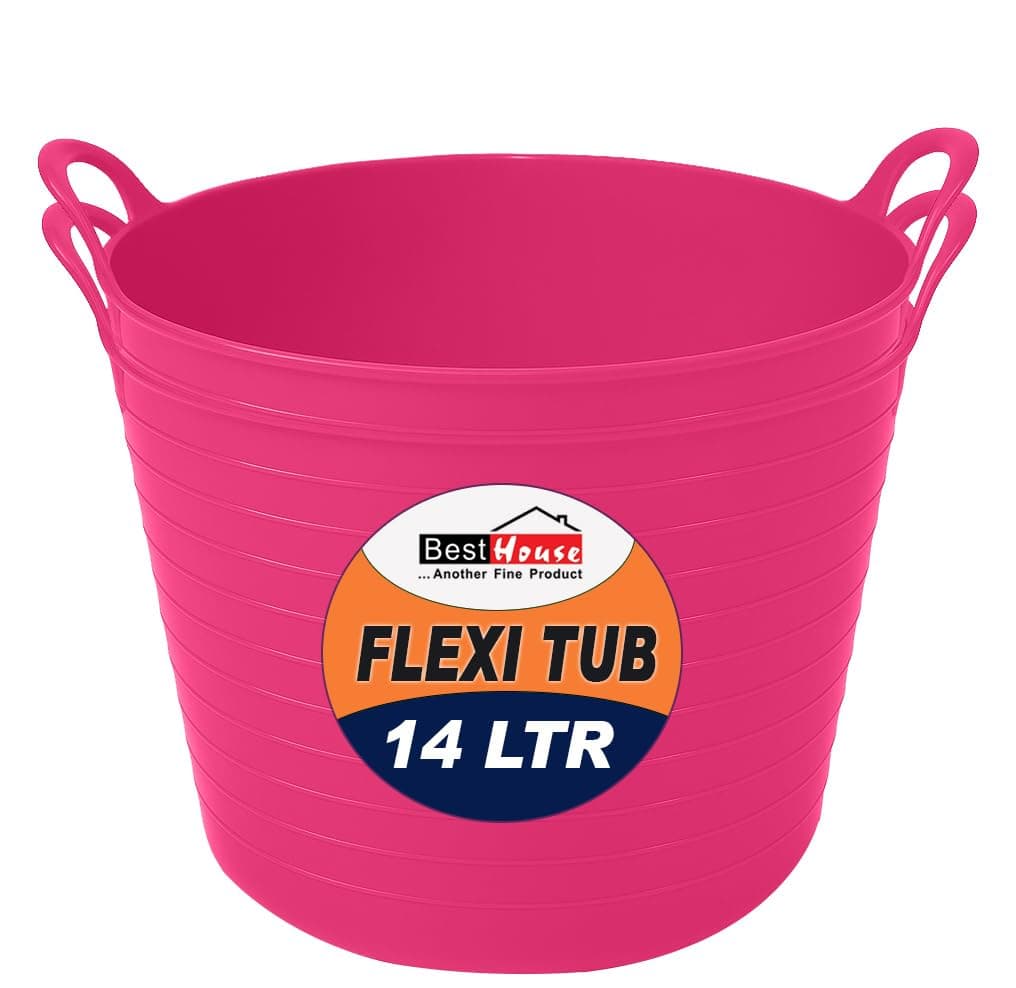 Best House | 3 Pcs of Flexi Tub with Handles | Small Size | Mini | 7 Litres | Yellow | Garden Tubs | Plastic Storage Container for Home, Washing, Garden Waste and DIY Projects — view 40