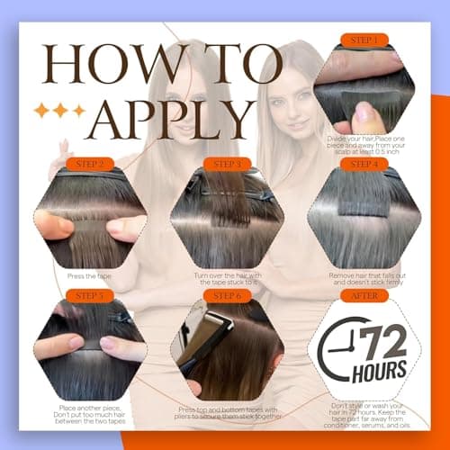 Full Shine Tape in Hair Extensions Human Hair 12 Inch Color 60 Platinum Blonde Adhesive Hair Extensions for Women 30 Grams 20 Pcs Tape in Extensions Real Human Hair Invisible Extensions — view 4