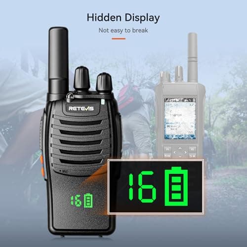 Retevis H777H Walkie Talkies Long Range for Adults, Sturdy 2 Way Radios,Shatterproof Hidden Display, Type-C Charging,VOX, SOS Alarm, Flashlight, License-Free, Two Way Radio for Camping Hiking(2 Pack)