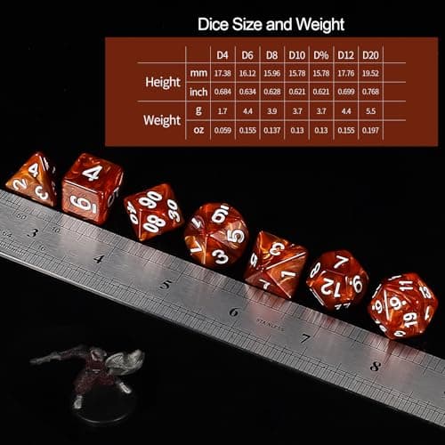 QMay Polyhedral Dice Set - 7 x 7 (49 Pieces) DND Dice with 7PCS Black Drawstring Bags Great for Dungeons and Dragons, RPG, MTG,Role Playing Table Games D4 D6 D8 D10 D% D12 D20 — view 2