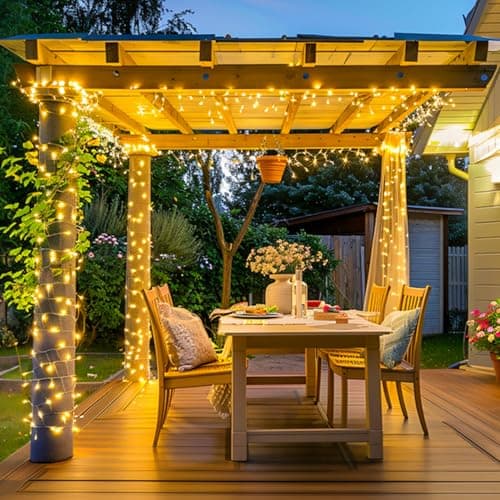 JMEXSUSS 200 LED Christmas Lights Indoor Outdoor, Connectable Warm White Christmas Tree Lights Clear Wire, 66 Ft Twinkle Fairy String Lights Plug in for Bedroom Wedding Christmas Tree Decorations — view 4