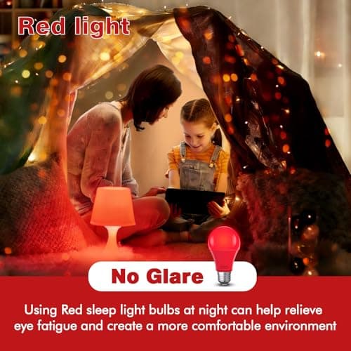 mfxmf Red Sleep Light Bulb 2 Pack,Red Light Bulbs for Healthy Sleep,Blue Light Blocking,A19 9W(60W Equivalent) E26 Base Night Light for Bedroom, Baby Nursery Room