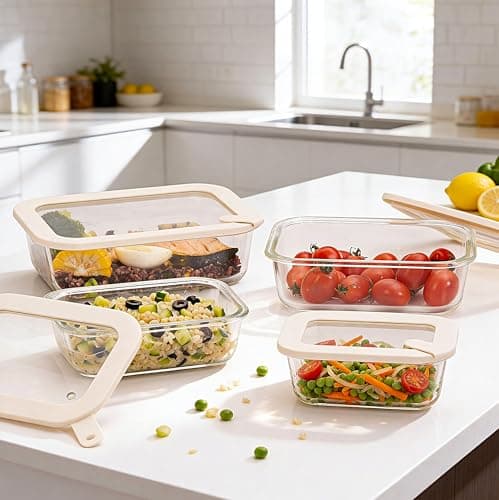 Urban Green Glass Food Storage Containers with Glass Lids, Microwave Safe Food Container Set, Aitight Meal Prep Container Set, LeakProof, 100% Plastic Free, 4 Pack — view 7