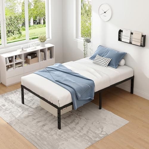 NEW JETO Metal Bed Frame,Twin Size Bed Frame with Storage Space,Heavy Duty Sturdy Mattress Foundation,Easy Assembly,No Box Spring Needed, Black,14 Inch,Twin — view 6
