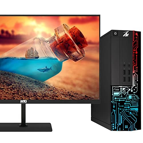 TechMagnet Computer Desktop PC, Core i7, Siwa 8, 16GB RAM, 128GB SSD, Dual 27 Inch Monitor, RGB Keyboard Mouse, XL Cheatsheet Desk Pad, RGB Speaker with Webcam, WiFi, Win 11 (Renewed) — view 4