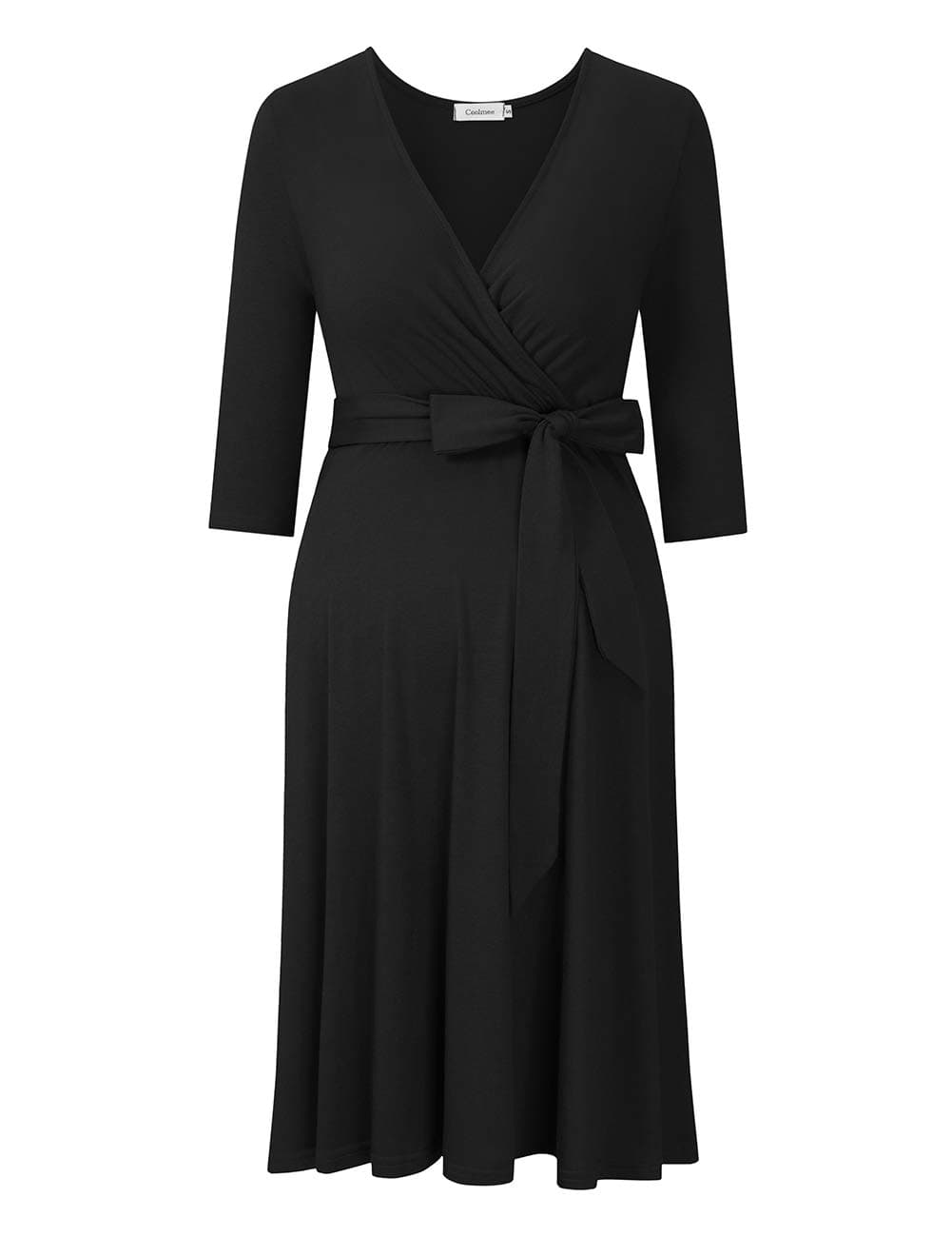KOJOOIN Womens Maternity Dress Nursing Dresses Pregnancy Dress Breastfeeding Dress 3/4 Sleeve A-Line V-Neck Dress — view 2