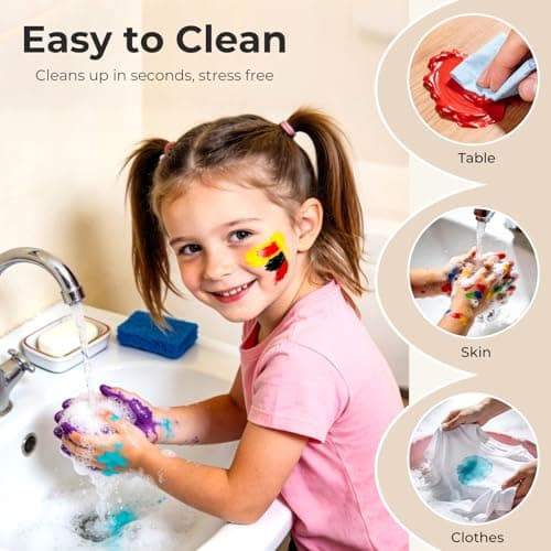 Nicpro 12 Colors Washable Finger Paint Set for Toddlers (2 oz), Non Toxic & Baby Safe Kids Paint with Paint Cups & Toddler Paintbrushes, Mess Free Art Supplies for Children Age 3 4 5 6+, Preschool Learning & Classroom Gifts — view 2