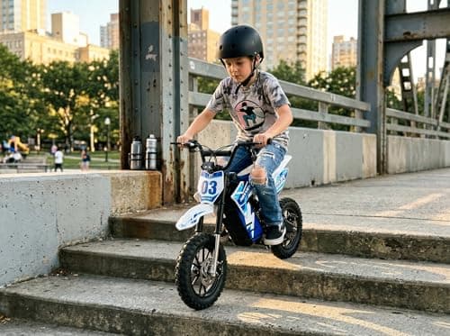 Product Image SPARK03 Electric Dirt Bike for Kids Age 8-14, 1000W Peak Motor, Dual Suspension, 3 Speed Modes, 22Mph – 48V/13AH Long Range Ride with Dual Disc Brake & Shock Absorber,RTR Bike for Gifts