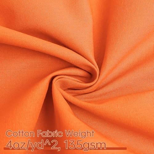 Orange Cotton Fabric, Natural 100% Cotton Poplin Fabric by The Yard 59 Inches Wide Lining Fabric for Sewing Apparel Cloth Soft Embroidery Quilting, 1 Yard