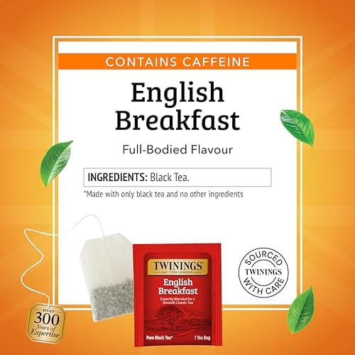 Twinings English Breakfast Black Tea Individually Wrapped Bags, 100 Count (Pack of 1), Smooth, Flavourful, and Robust, Caffeinated, Enjoy Hot or Iced, 100 Teabags — view 3