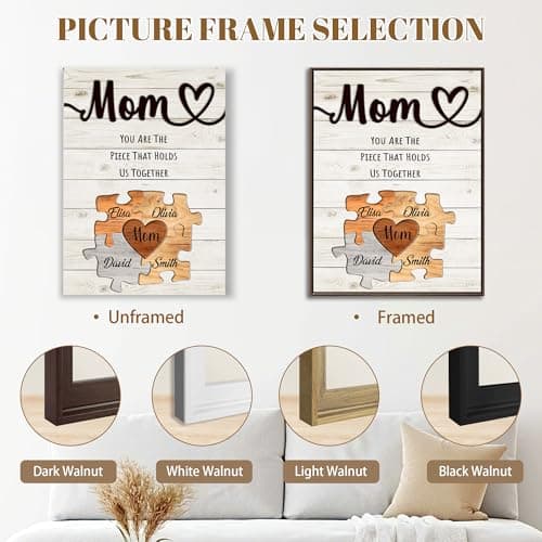Personalized Mothers Day Idea Gifts for Mom from Daughter Son Kids Husband Custom Puzzles Sign Canvas Prints with Names for Mom Nana Grandma Customized Mother's Day Birthday Wall Art Decoration Gift — view 6