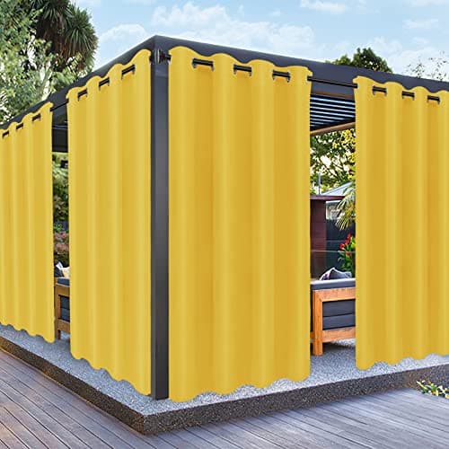 PureFit - Outside Curtains for Patio Waterproof Weatherproof UV Resistant Outside Curtains for Gazebo, Front Porch, Pergola, Privacy Curtain Blocking