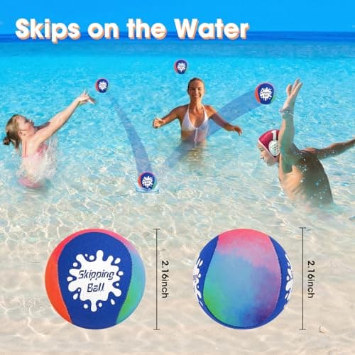 Korlon 4 Pack Skipping Water Balls, Water Bouncing Ball with Mesh Bag, Colorful Pool Toys for Kids Ages 4-8 8-12 Summer Swimming Lake Beach Fun — view 5
