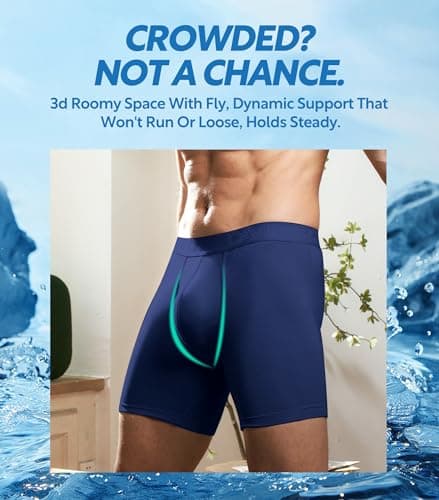 DAVID ARCHY Men's Underwear Bamboo Rayon Boxer Briefs with Fly Multipack — view 2