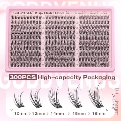 Goddvenus Lash Clusters Wispy Eyelashes Clusters Natural 300pcs Lashes Clusters 10-16mm DIY Cluster Eyelash Extensions C Curl Individual Lashes for DIY Lash Extension — view 4