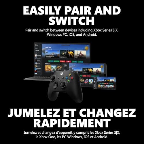 XBOX Core Wireless Gaming Controller – Carbon Black for Series X|S, One, Windows PC, Android, and iOS — view 5