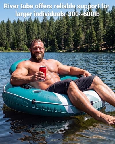 River Tube for Adults, Tube for River Floating, Heavy Duty River Tube for Beach Lake Rafting, River Floats with Mesh Bottom, Puncture-Resistant, Breathable & Fun for Adults, CQ08GNXS-39'' — view 2