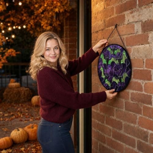 Halloween Decorations, Black Bats Acrylic Jigsaw Puzzle Suncatcher Gothic Decor Spooky Funny Window Suncatcher Acrylic Puzzle, Home Decor Gift for Women Men Horror Gift 7.8 Inch — view 2