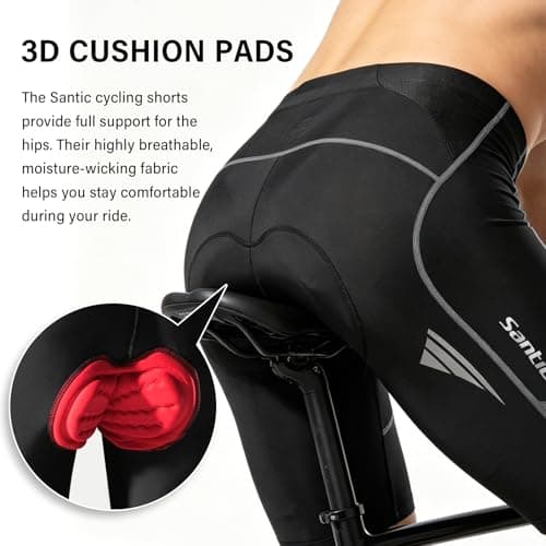 Santic Cycling Men's Shorts Cycling Road Biking Riding Bicycle Cycle Wear Accessories Tights 4D Coolmax Padded — view 3