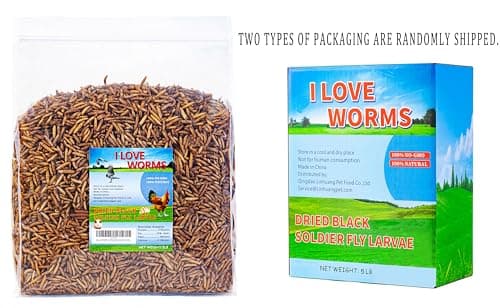 I LOVE WORMS Dried Black Soldier Fly Larvae (5lb), 100% Natural Non-GMO, Treat for Chickens, More Calcium Chicken Feed Than Mealworms — view 2