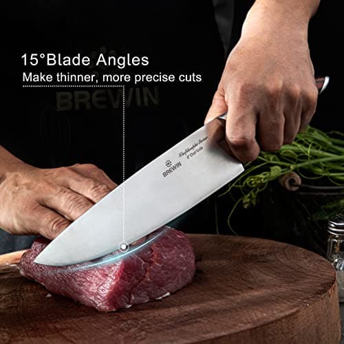 Brewin CHEFILOSOPHI Japanese Chef Knife Set 5 PCS with Elegant Red Pakkawood Handle Ergonomic Design,Professional Ultra Sharp Kitchen Knives for Cooking High Carbon Stainless Steel — view 3