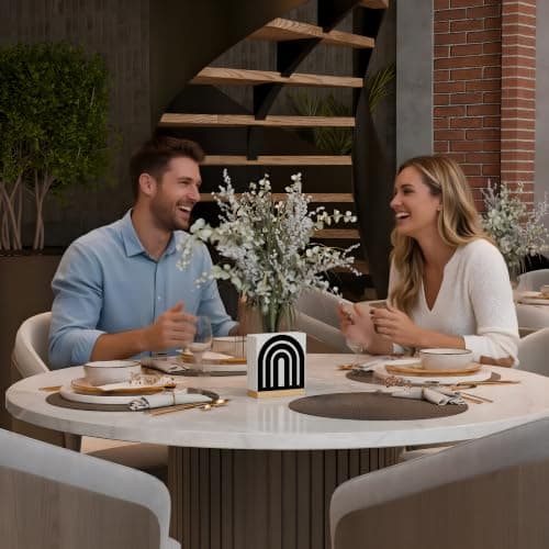 NBPUJ Metal Napkin Holder for Table with Wood Base, Matte Black Cocktail Napkin Dispenser, Compact Arch Round Frame Decorative Holder for Kitchen Countertop, Dining Table, Restaurant, Home. — view 5
