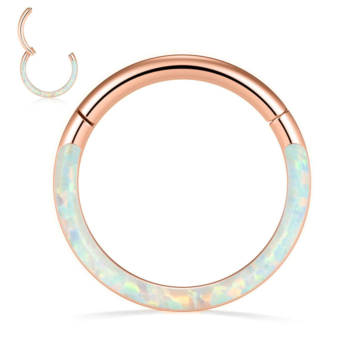 hengkaixuan CZ Opal Septum Jewellery Daith Ring Conch Hoop Seamless Clicker Ring Surgical Steel Rook Tragus Conch Piercing Jewellery Small Hoop Earring Nose Hoop Ring — view 22