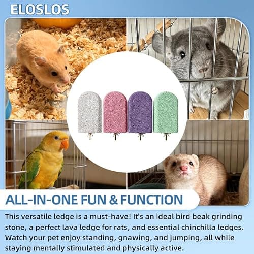 Eloslos 4 Pack Large Size Lava Ledge for Small Pets - Chinchilla, Hamster, Parrot - Grinding & Jumping Platform in Pink — view 3