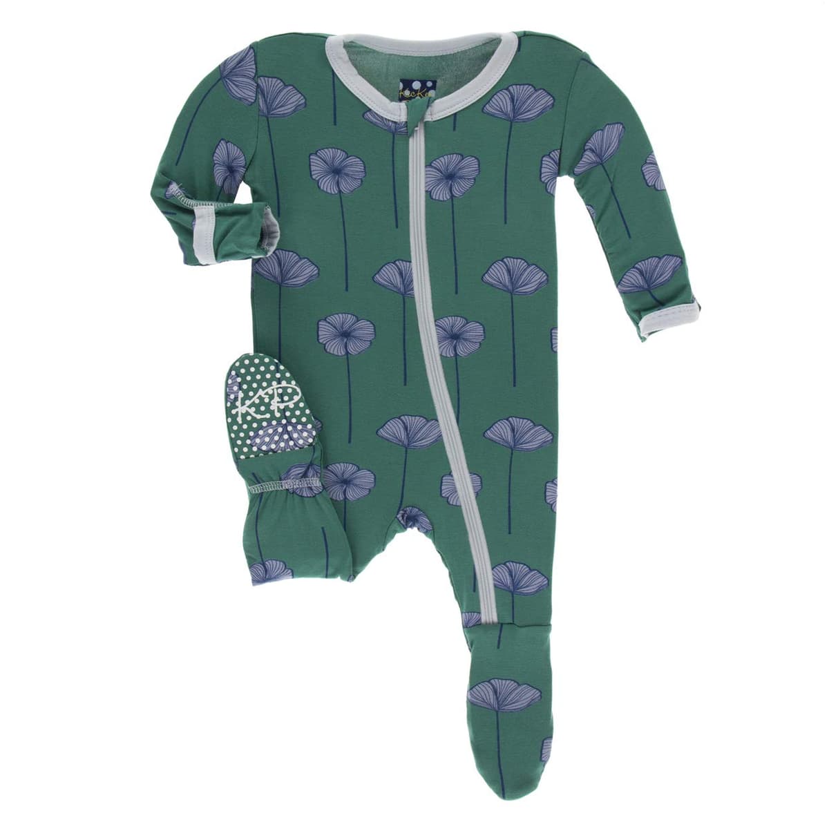 KicKee Pants Little Girls Basic Footie with Zipper - Lotus, 6-9 Months — view 9