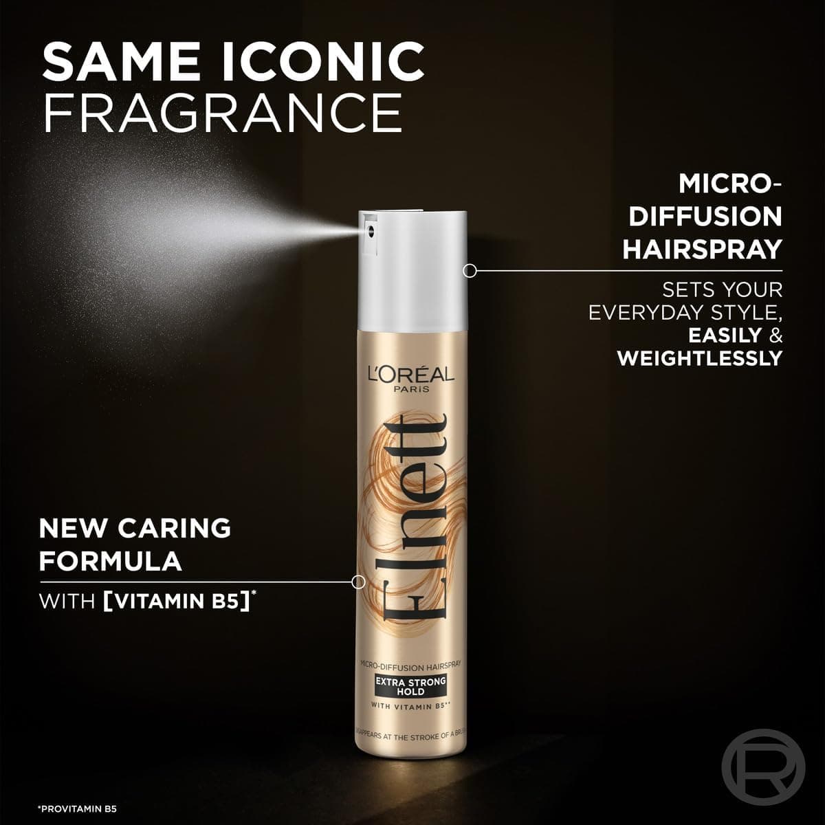 L'Oreal Paris Elnett Extra Strong Hold Hair Spray, gives up to 24H extra strong hold with natural looking shine, feels clean  — view 3