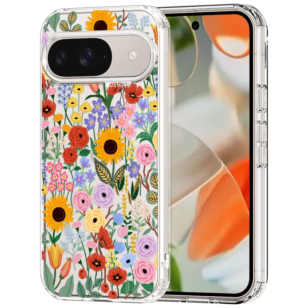 MOSNOVO Case for Google Pixel 9 & Pixel 9 Pro, [Buffertech 6.6ft Military-Grade Drop Protection] [Anti Peel Off Tech] Clear TPU Bumper Phone Case Cover Design - Eucalyptus — view 95
