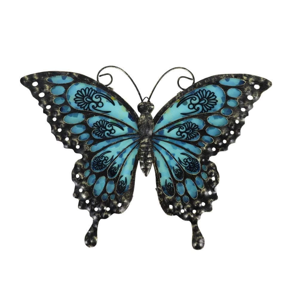 Liffy Glass Metal Dragonfly Wall Decor Pair - Outdoor Wall Art for Garden and Home - Hanging Decor Gifts for Women, Light Blue — view 12