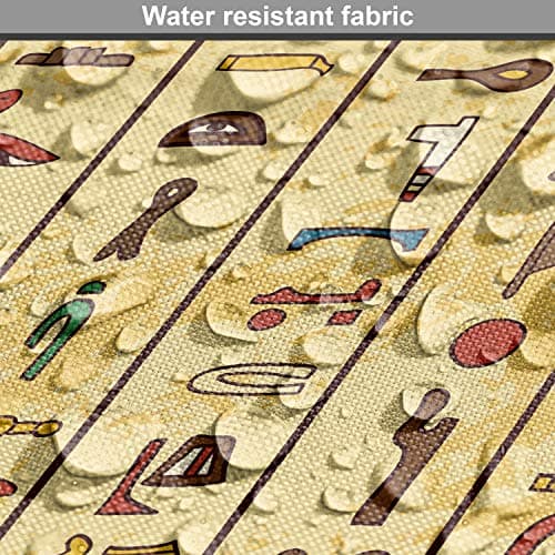 Ambesonne Egyptian Print Fabric by The Yard, Colorful Hieroglyphics on Papyrus Old Paper Style Background Cairo Culture, Decorative Fabric for Upholstery and Home Accents, 1 Yard, Beige — view 5