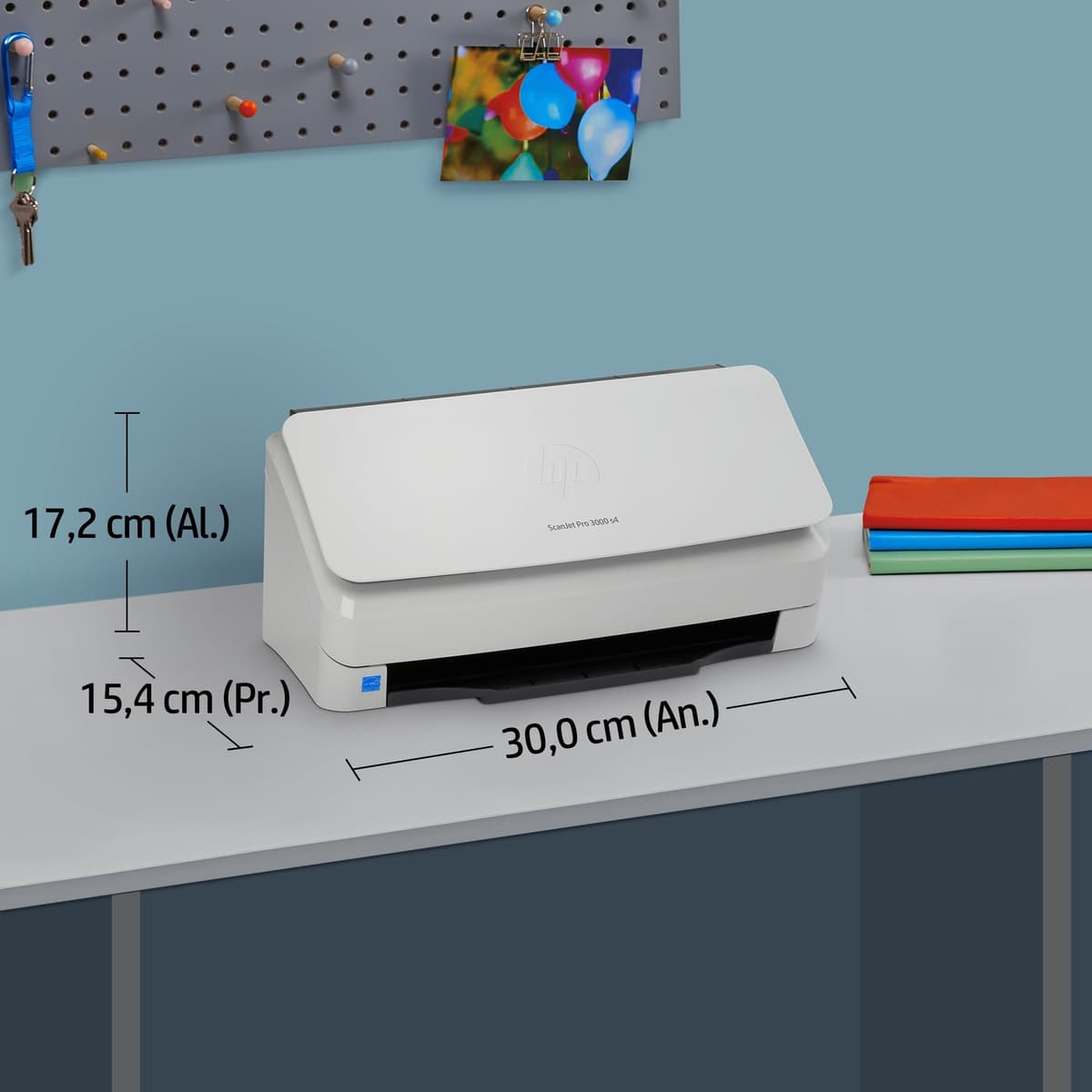 HP ScanJet Pro 3000 s4 - Escáner de Documentos con Alimentador de Hojas, Escaneo Doble Cara Automático, 40 ppm/80 ipm, AAD 50 Hojas,USB 3.0, Compacto, Ciclo Diario 4000 Páginas — view 6