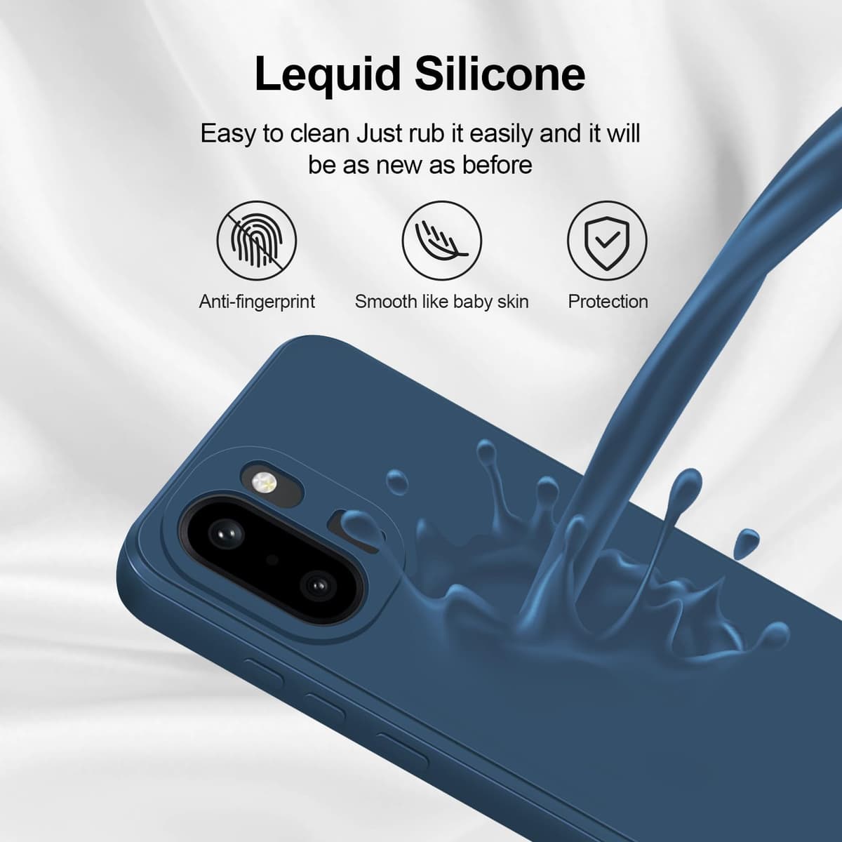 GiiYoon Case Compatible with OnePlus 15R, Silky-Soft Touch Full-Body Protective Phone Silicone Case, Shockproof Cover with Microfiber Lining, Blue — view 4