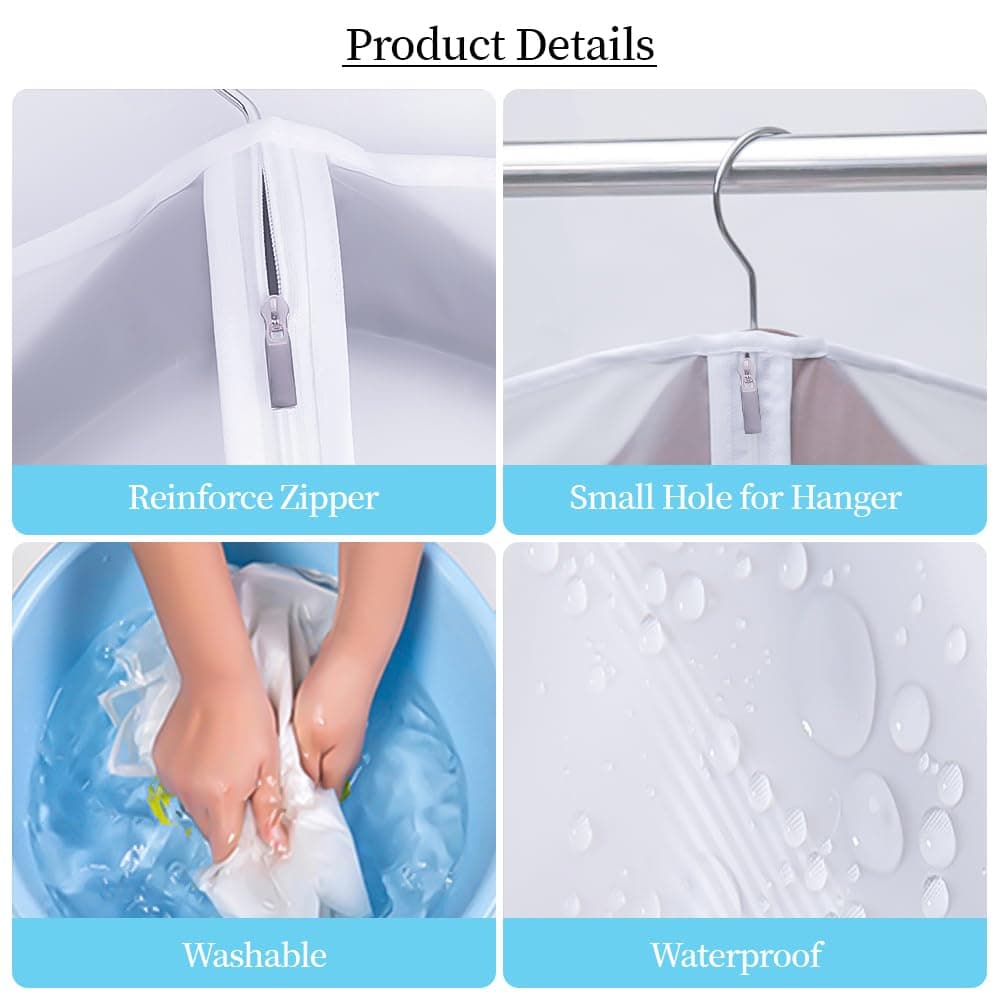Niviy fundas ropa armario Juego 6 fundas transparentes para ropa de 60x100 cm tejido transpirable para almacenamiento de trajes vestidos abrigos americanas camisas vestidos de noche — view 5