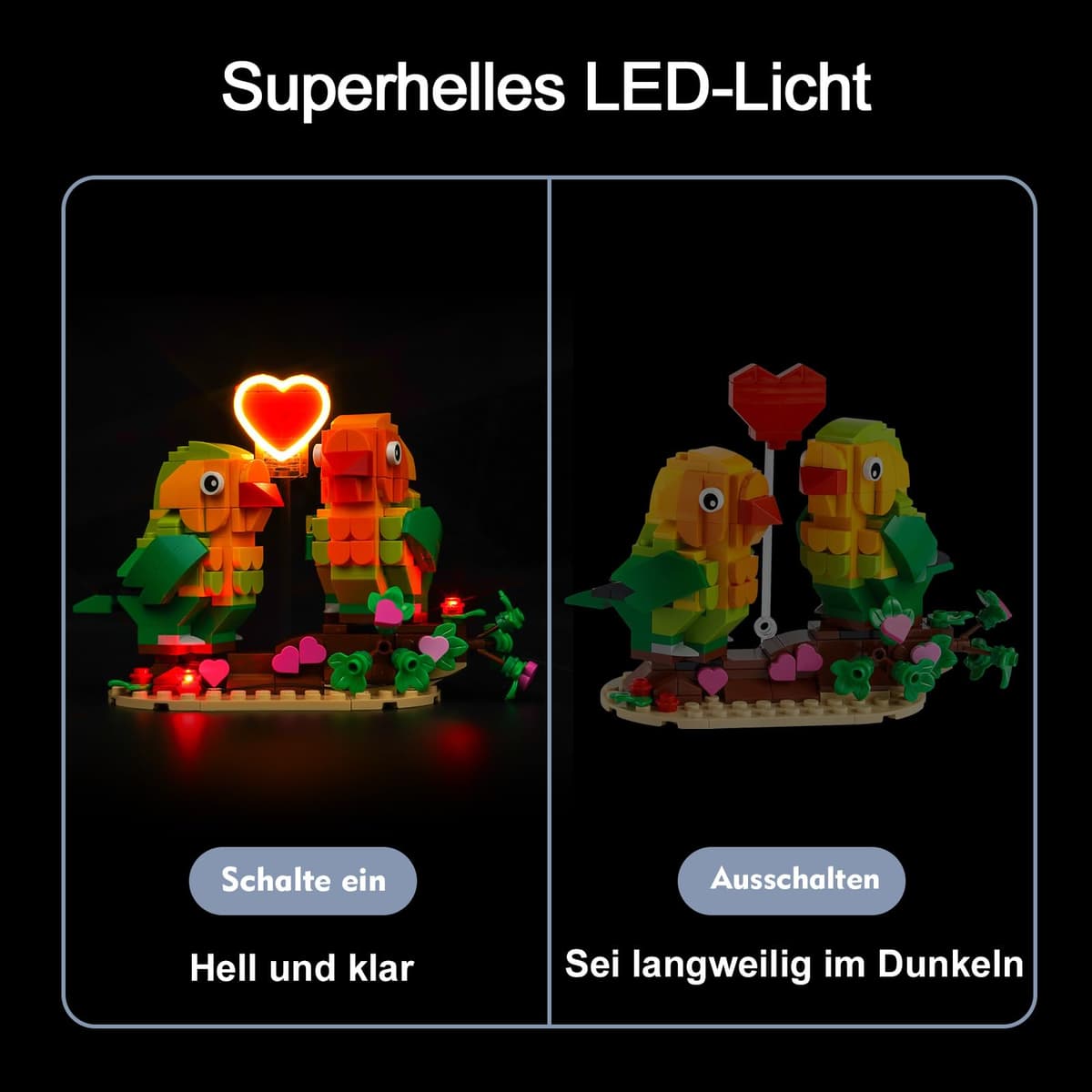 BrickBling Juego de luces LED para Lego 40522 Valentine Lovebirds, iluminación decorativa creativa — view 3