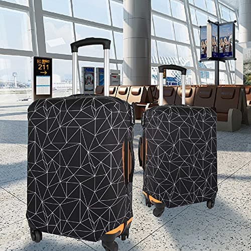 Explore Land Travel Luggage Cover Suitcase Protector Fits 27-30 Inch Luggage (Black Polygonal, L) — view 5