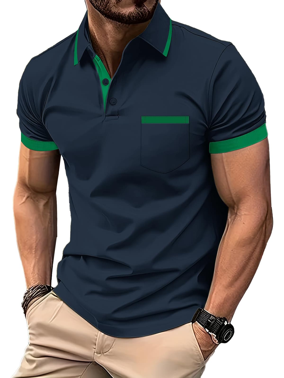 zitysport Polo Hombre Manga con Bolsillo en el Pecho Golf Polo Transpirable de Secado Rápido Poloshirt Deporte Hombre Slim Fit Tshirt Verano Camisa Hombre — view 20