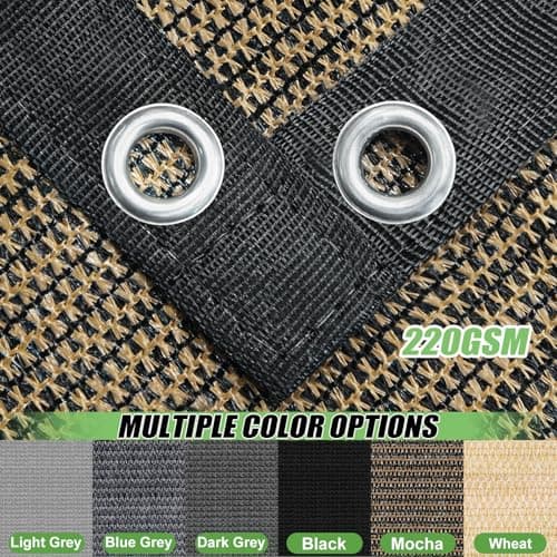 BELLE DURA 90% Outdoor Sun Shade Cloth, 6'×8' Pergola Shade Cover with Grommets, Privacy Screen Sunshades for Patio Garden Backyard Plant, Mocha — view 3