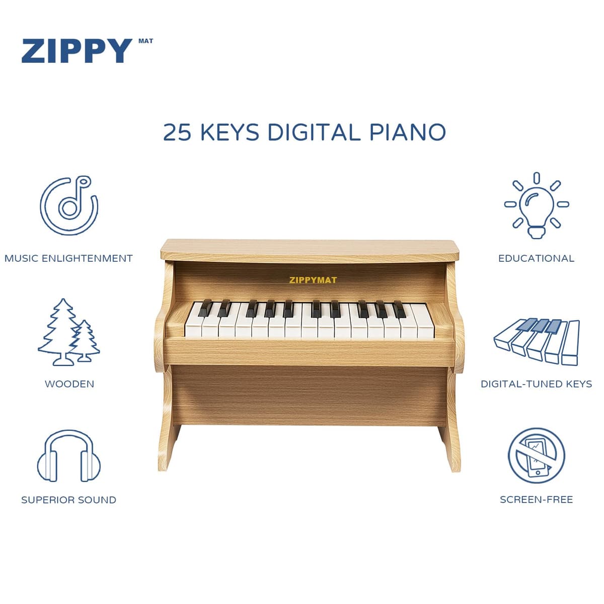 Piano Digital para Niños, Mini Música Instrumento Educativo Juguete, Piano de Madera para Niños Pequeños (Roble) — view 2