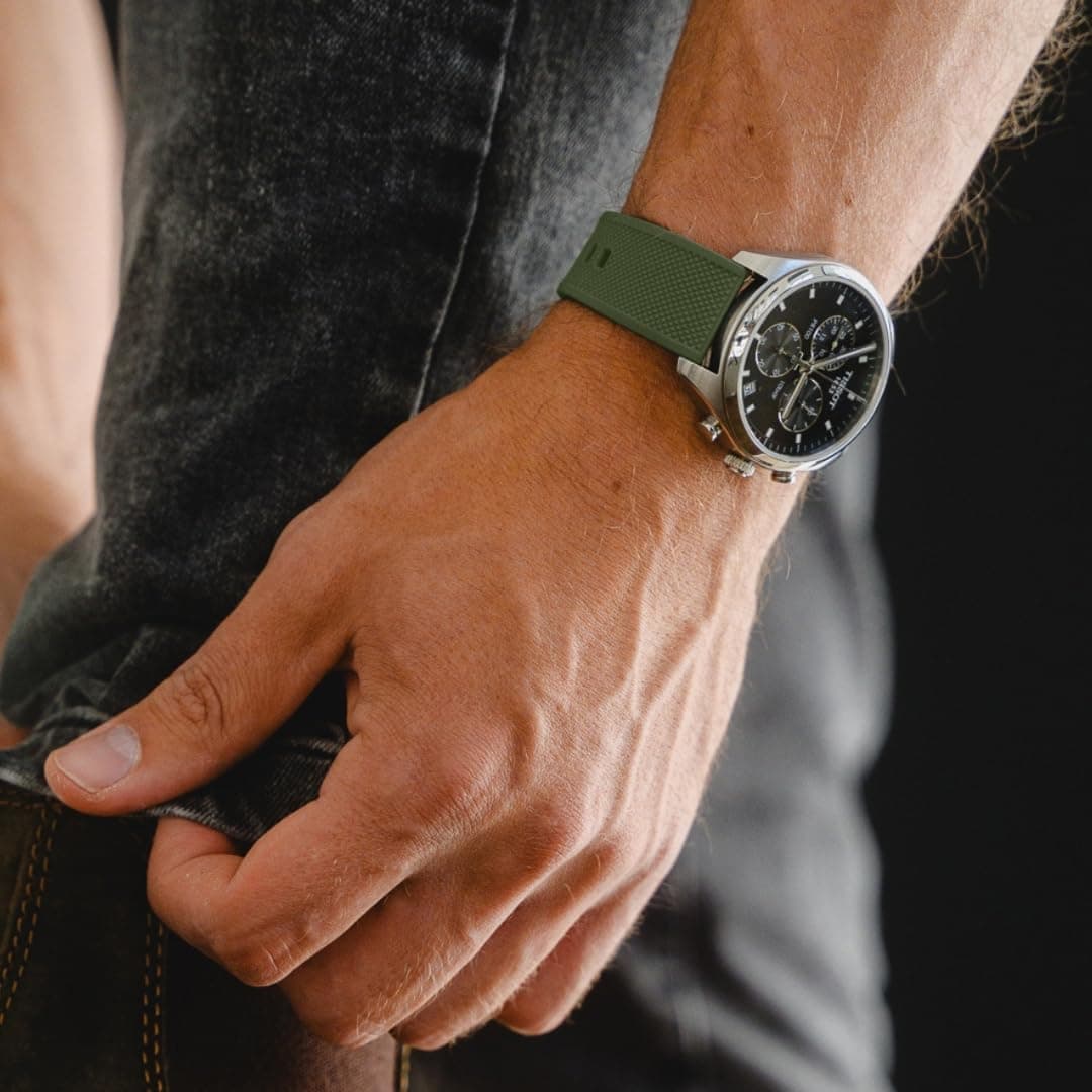 Barton Elite Silicone Watch Bands - Quick Release - Choose Color - 18mm, 19mm, 20mm, 21mm, 22mm, 23mm & 24mm Watch Straps (Stainless & Black Buckle Available) — view 2