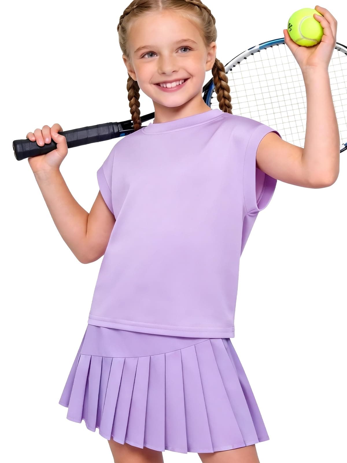 Traje de tenis para niña, camiseta sin mangas y falda de tenis, falda plisada con bolsillos interiores, traje deportivo para golf, bádminton y monopatín